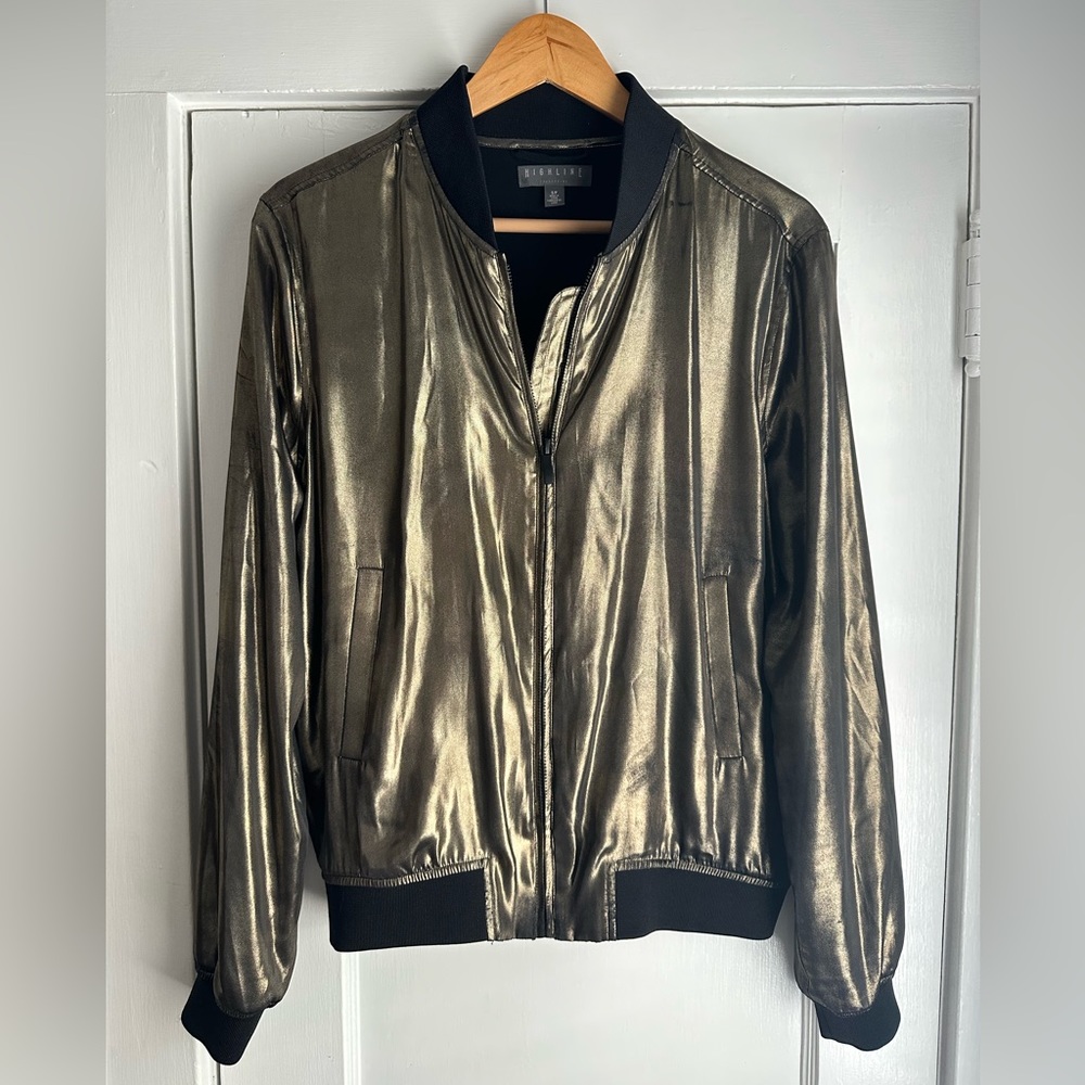 Metallic Gold Bomber Jacket Size Small